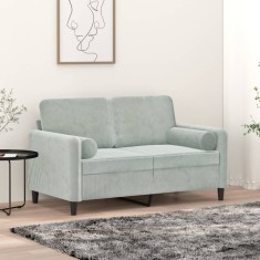 vidaXL Perne decorative, 2 buc., gri deschis, &Oslash;15x50 cm, catifea