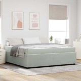 vidaXL Cadru de pat cu saltea Gri deschis 200 x 200 cm Catifea 3398438