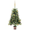 Brad Crăciun pre-iluminat artificial, set globuri, verde, 65 cm