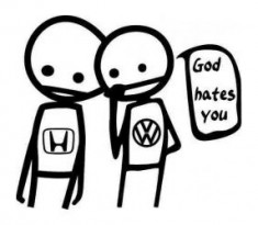 Stickere auto God Hates Honda - VW foto