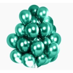 Set 10 Baloane din Latex Chrome, Flippy, Model Party, 23 cm, Diferite Nuante Verde, 2.2 g foto