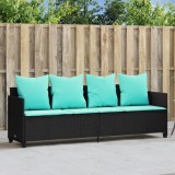 vidaXL Șezlong cu perne, negru, poliratan 368352