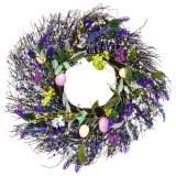Coroniță decorativă de Paște cu ouă colorate și lavandă, 48 cm, CMCLASS