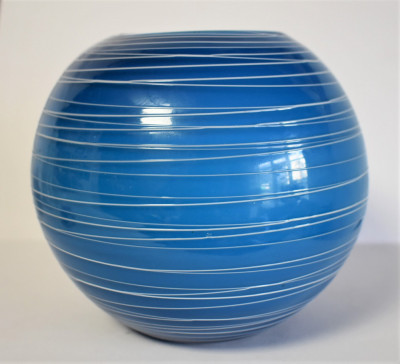 Vaza sferica Design din sticla albastra opalina - lucrare artist foto