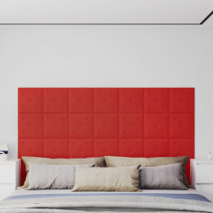 vidaXL Panouri perete 12 buc. roșu vin 30x30cm piele ecologică 1,08 m²