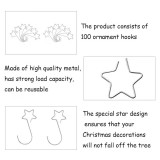 Cumpara ieftin Set 100 de carlige pentru decoratiuni de Craciun, 50 x 20 mm, metal, argintiu