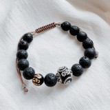 Bratara din lava vulcanica cu element Feng Shui cu inscriptii pentru abundenta si prosperitate