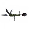 Briceag Multifunctional Inox 20cm Camping Vanatoare, Cutit, Furculita, Lingura, Lanterna, Busola, Desfacator, Tirbuson, Negru