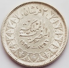 225 Egipt 2 Piastres Qirsh 1937 Farouk 1356 km 365 argint
