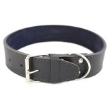 Cumpara ieftin Zgarda pentru caine din piele naturala, dublata, 70cm x 40mm, Negru, Ropet