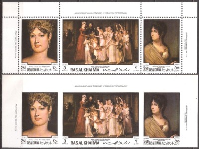 RAS AL KHAIMA 1970 PERSONALITATI FRANCEZE ( 2 serii dt. + ndt.) MNH foto