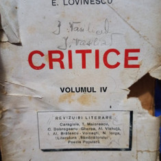 E. Lovinescu - Critice, vol. IV (1920)