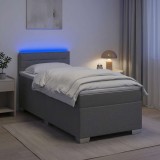 Cumpara ieftin Pat box spring cu saltea si LED Gri deschis 80 x 200 cm