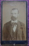 Fotografie tip CDV, barbat cu barba si mustata, inceput de secol XX