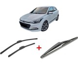 Cumpara ieftin Set 3 stergatoare HYUNDAI i20 II (GB, IB) din 2014 - 2021, pentru parbriz si luneta fata si spate auto, Bosch Twin, din cauciuc siliconat rezistent, H