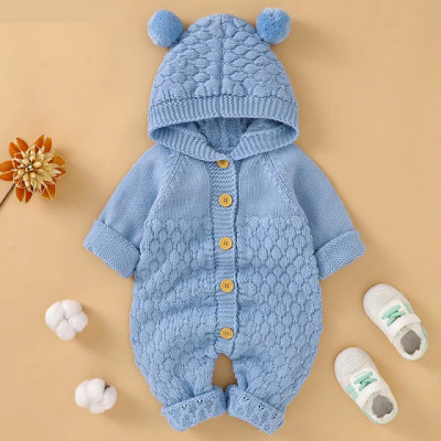 Salopeta bleu crosetata pentru bebelusi - Ursulet (Marime Disponibila: 9-12 foto