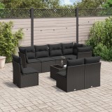 Cumpara ieftin Gossi set mobilier de gradina cu perne, 9 piese, negru, poliratan