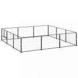 VidaXL Padoc pentru c&acirc;ini, negru, 9 m&sup2;, oțel