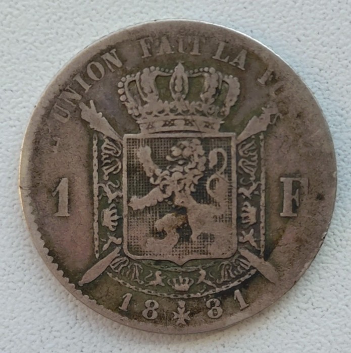 Moneda Belgia - 1 Franc 1881 - Franceza - An rar