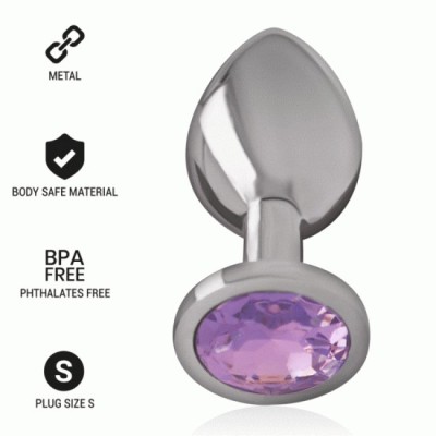 INTENSE - ALUMINUM METAL ANAL PLUG WITH VIOLET CRYSTAL SIZE S foto