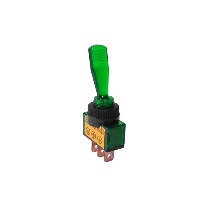 Comutator ON-ON auto maneta verde cu iluminare