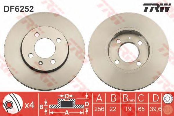 Disc frana VW UP (2011 - 2016) TRW DF6252