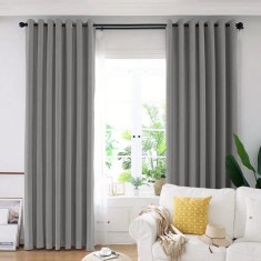 Draperie din catifea blackout cu inele albe, Madison, 150x265 cm, densitate 700 g/ml, Tapa, 1 buc