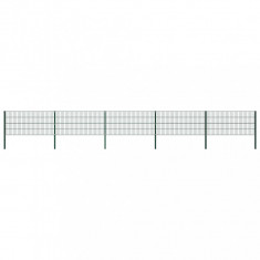 vidaXL Panou de gard cu stâlpi, verde, 8,5 x 0,8 m, fier