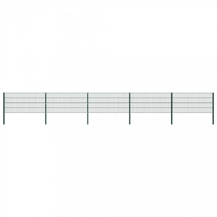 vidaXL Panou de gard cu st&acirc;lpi, verde, 8,5 x 0,8 m, fier