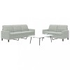 VidaXL Set de canapele cu perne, 2 piese, gri deschis, catifea 3278391