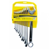 Set 12 chei combinate Cr-V Topmaster, finisaj cromat, cu suport