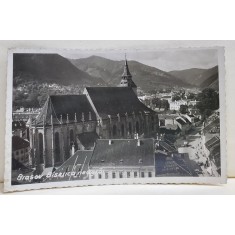 BRASOV , BISERICA NEAGRA SI STRADA MURESENILOR , CARTE POSTALA ILUSTRATA , MONOCROMA , AL DOILEA RAZBOI MONDIAL
