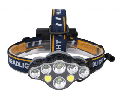 Lanterna de cap profesionala cu 8 LED, frontale, super luminoasa, rezistenta la socuri foto
