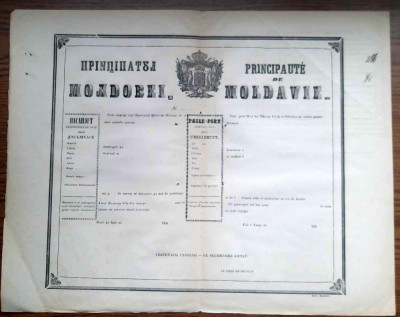 Moldova anii 1850 pasaport bilingv pentru alte tari decat cele vecine foto