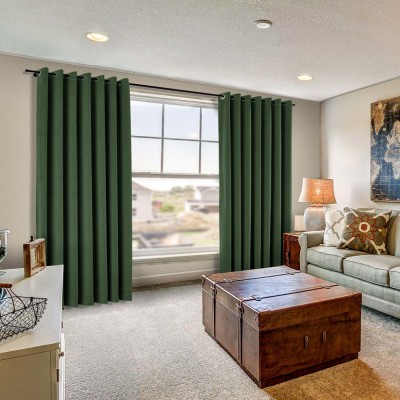 Set draperii din catifea cu inele crom, Madison, 200x265 cm, densitate 700 g/ml, Basil green, 2 buc foto