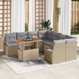 VidaXL Set de canapea de grădină cu pernă Manual 9 pcs Bej și gri Mare