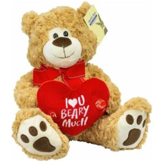 Ursulet de plus cu Sunete,Inima,Mesaj romantic,Maro,30cm