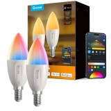 Bec inteligent LED Govee B600CC02, Wi-Fi, lumanare, E14, 5 W, 450 lm, calda / neutra / rece / multicolora, set 2 bucati