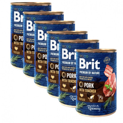 Brit premium by Nature Conservă de porc &amp;amp;amp; trahee 6 x 400 g foto