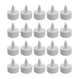 Cumpara ieftin Set 20 lumanari LED albe 4.1 x 3.9 cm, iluminare galbena cu efect de flacara, 60 baterii LR41 AG3 incluse, pentru amenajare interior, mese festive si