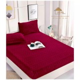 Cumpara ieftin Husa De Pat Tricot Cu Elastic + 2 Fete De Perna Pentru Pat Dublu, Bordo - JO968