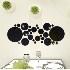 Set Oglinzi Design 3D ROUND BLACK - Oglinzi Decorative Acrilice 26 buc/set