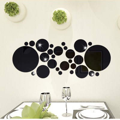 Set Oglinzi Design 3D ROUND BLACK - Oglinzi Decorative Acrilice 26 buc/set foto