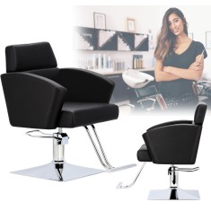 Scaun de coafat Lily hidraulic rotativ pentru salonul de coafură Suport cromat scaun de coafor