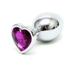 Dop Anal Hearty Buttplug, Medium, Argintiu/Mov, Passion Labs