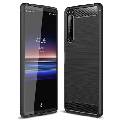 Husa pentru Sony Xperia 5 II, Techsuit Carbon Silicone, Black foto