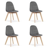 Cumpara ieftin Set 4 scaune bucatarie/living, Artool, Bora, catifea, lemn, gri inchis, 44.5x54x81.5 cm