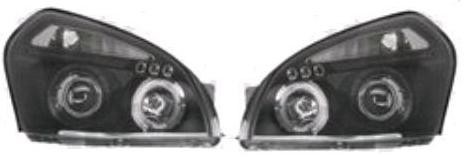 Set faruri tuning Hyundai Tucson (JM) 06.2004-10.2009 BestAutoVest partea Dreapta/ Stanga tip bec H1+H1, cu lumina pozitie fibra , angel eyes, negru