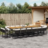 Set mobilier de grădină cu perne, 17 piese, negru, poliratan