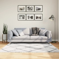 vidaXL Covor pufos &quot;PAMPLONA&quot; fire &icirc;nalte negru/crem modern 160x160 cm
